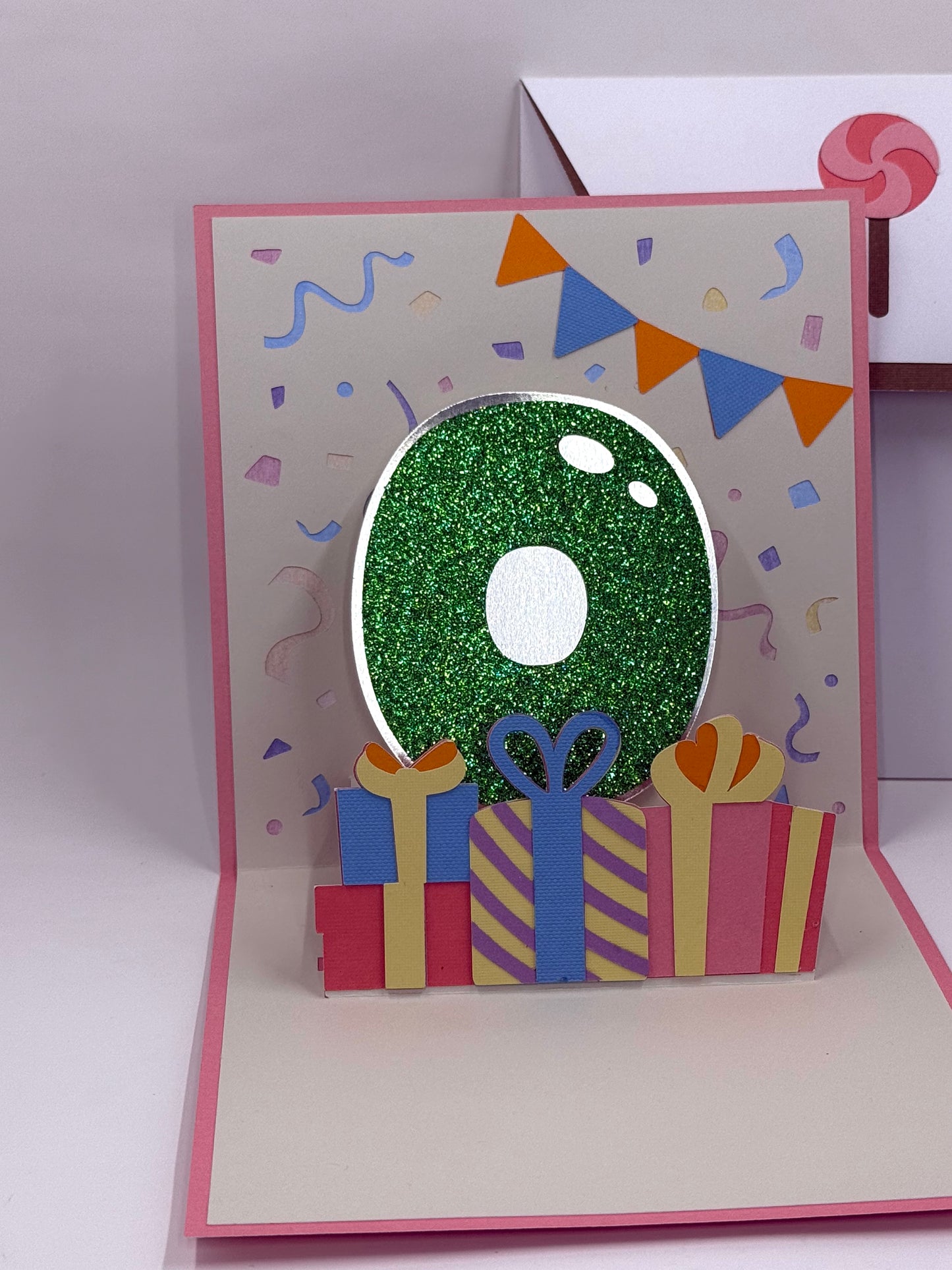 inside of giraffe birthday card with 0