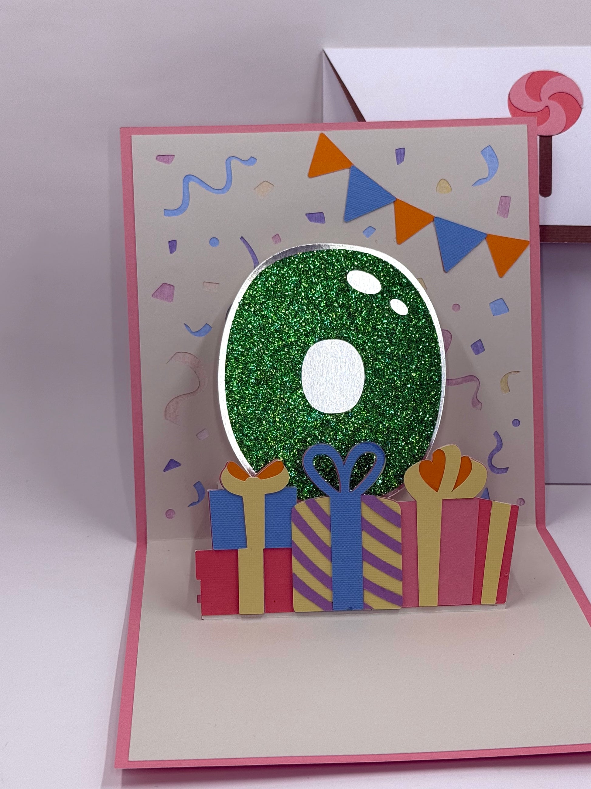 inside of giraffe birthday card with 0