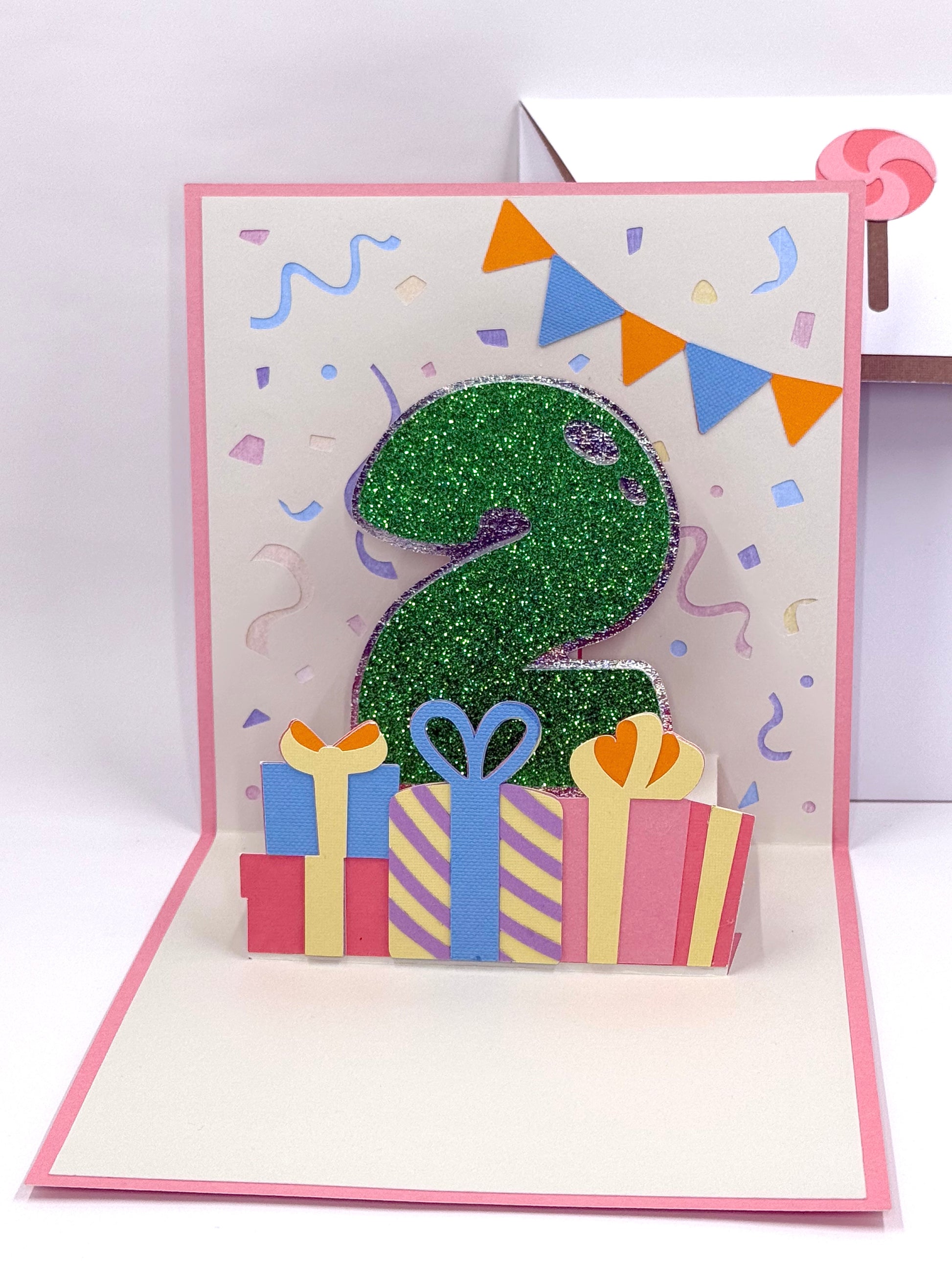 inside of giraffe birthday card with 2